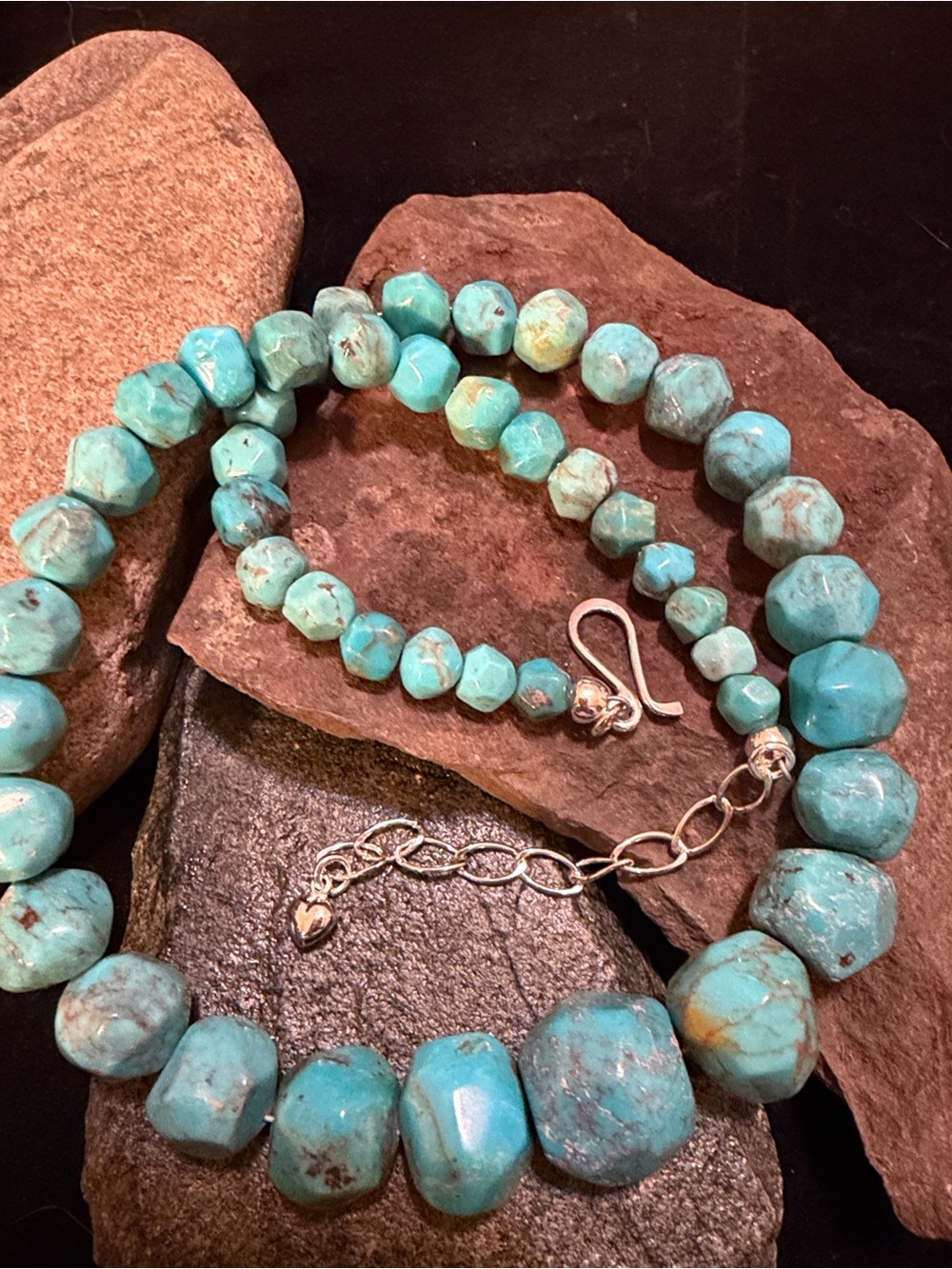 Jay King 21” Turquoise Nugget Beaded Necklace-Silver Clasp (243)